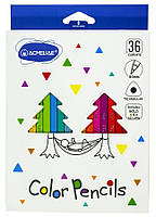 Набор карандашей 36 цветов треугольная "Acmeliae" пластиковая подкладка, 3мм + GOLD/SILVER