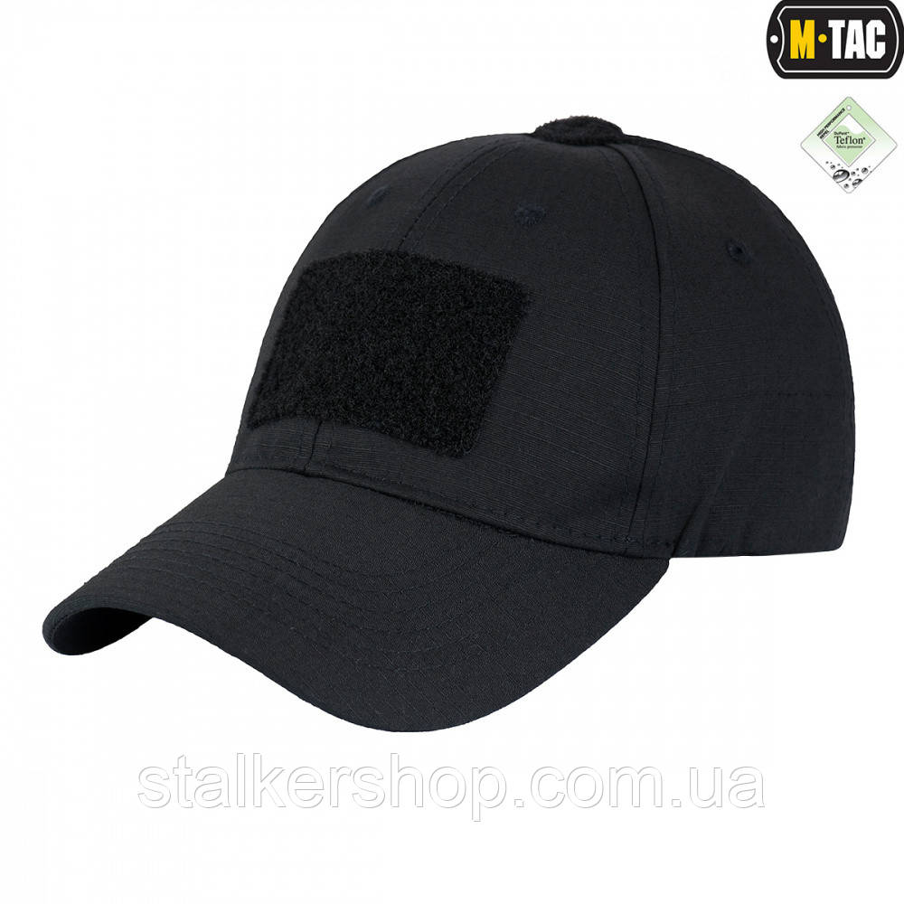 Бейсболка тактическая с липучкой Flex рип-стоп Black, M-Tac - фото 1 - id-p295711539