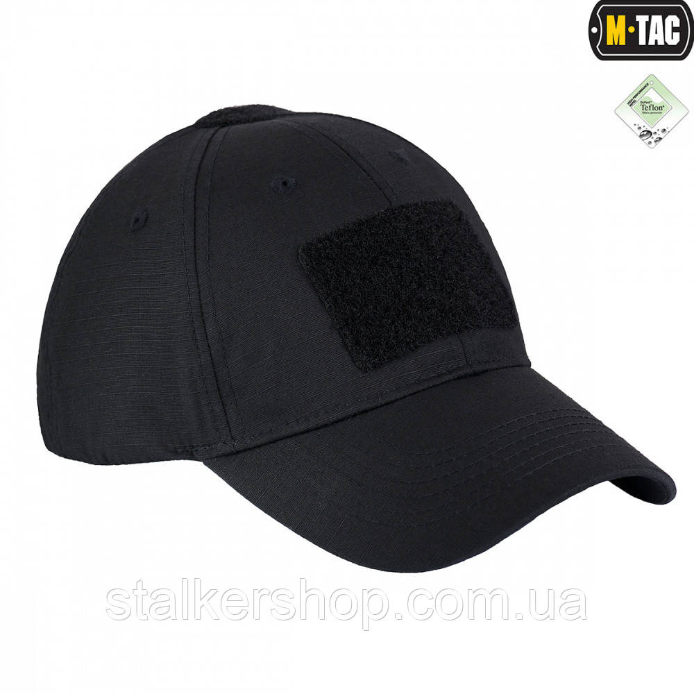 Бейсболка тактическая с липучкой Flex рип-стоп Black, M-Tac - фото 2 - id-p295711539