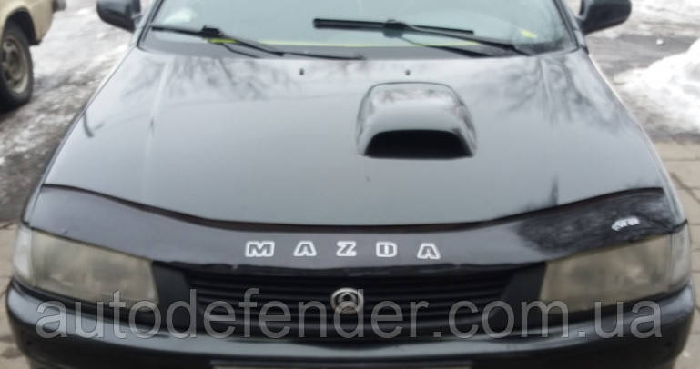 Дефлектор капота (мухобойка) Mazda 323 1994-1998 (sedan) 1998-2000 (hatchback), Vip Tuning, MZD08 - фото 2 - id-p891443590