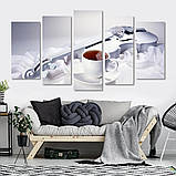 Модульна картина IDEAPRINT "Біла скрипка і чашка кави". Натюрморт в білих тонах, фото 4