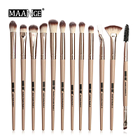 Пензлі для макіяжу MAANGE Pro 12 шт бежевий