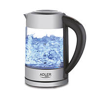 Чайник электрический электрочайник стеклянный с терморегулятором Adler AD 1247 1.7 л Silver
