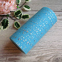 Фатин блакитний із паєткою (горошком), на метраж, ширина 14 см довжина