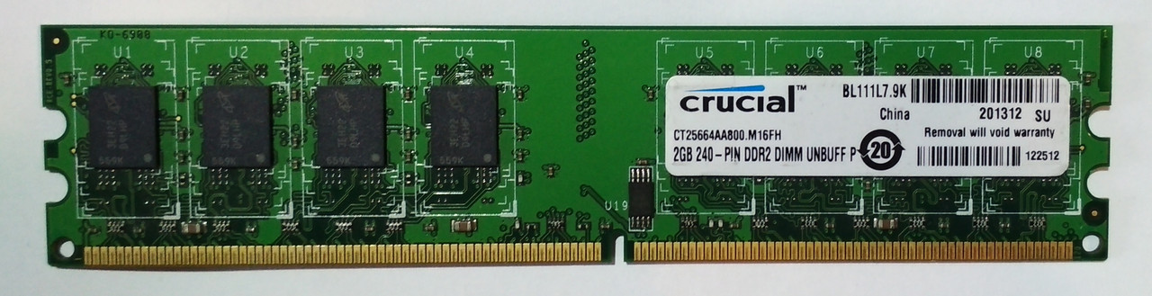 2GB DDR2 800MHz PC2 6400U Crucial 2Rx8 RAM Оперативна пам'ять, фото 1