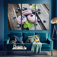 Модульна картина IDEAPRINT "Чорничні макаруни". Натюрморт 60, 3, 90