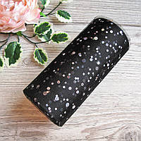 Фатин чорний із паєткою (горошком), на метраж, ширина 14 см.