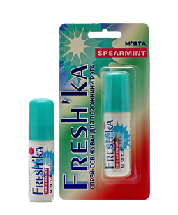 СПРЕЙ-ОСВІЖУВАЧ ДИХАННЯ ДЛЯ ГІГІЄНИ ПОРОЖНИНИ РОТА "FRESH'KA" SPEARMINT, М'ЯТА 15мл, блістер №1