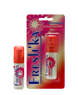 СПРЕЙ-ОСВІЖУВАЧ ДИХАННЯ ДЛЯ ГІГІЄНИ ПОРОЖНИНИ РОТА ФРЕШКА, «FRESHКА» ПОЛУНИЦЯ, 15 мл, блістер№1