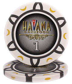 Фішка "Havana" 14 грамів, цінова "1", біла