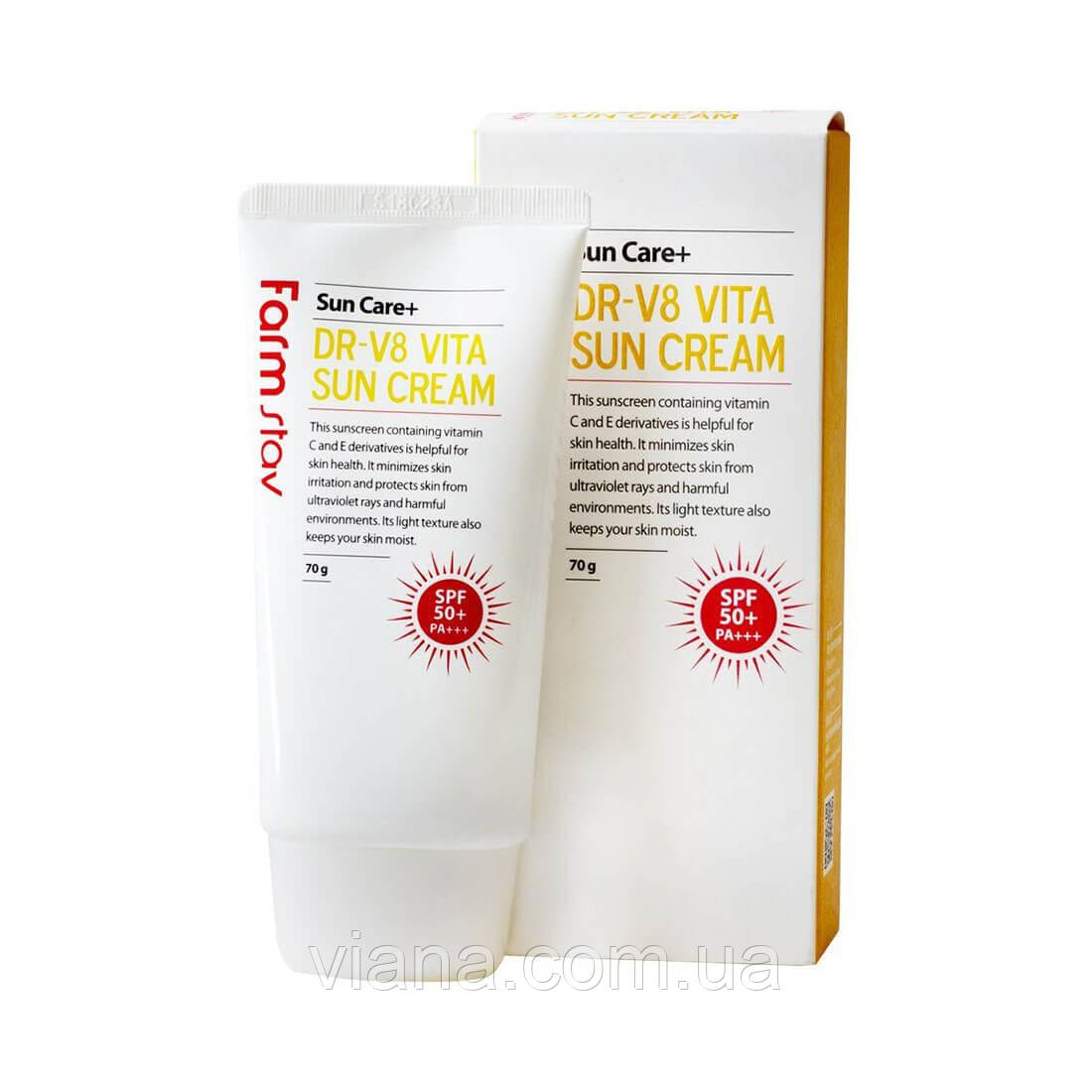 Сонцезахисний крем із вітамінним комплексом FarmStay Dr-V8 Vita Sun Cream
