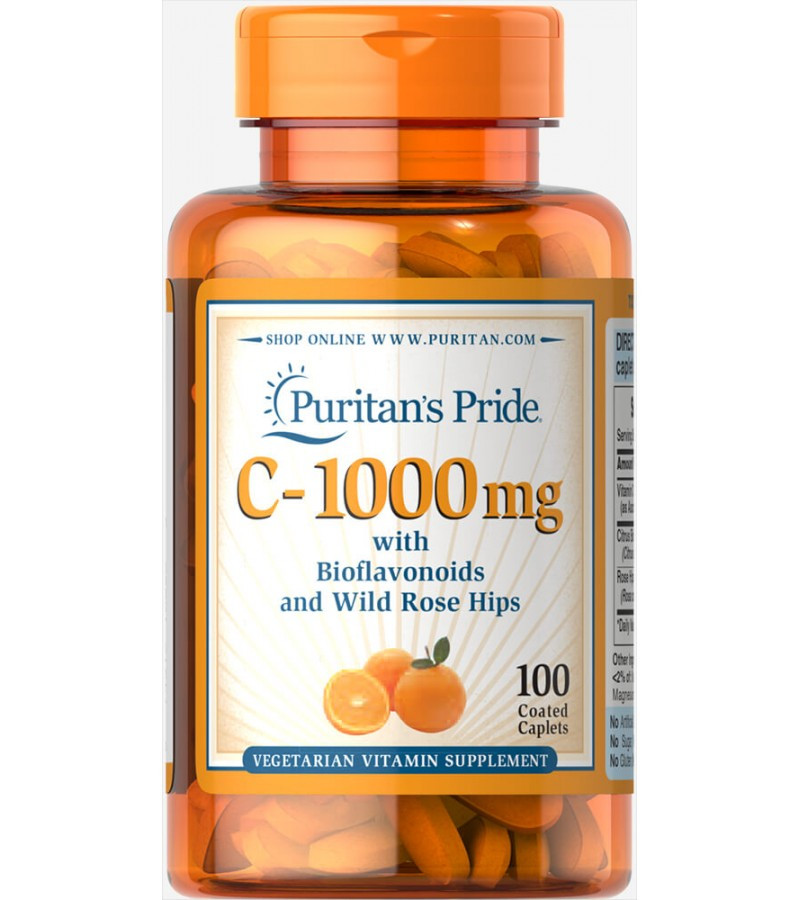 Вітамін С - 1000 (Vitamin C - 1000)Puritan's Prid Вітамін С 1000мг з биофлав. та шипшиною (100таб.)