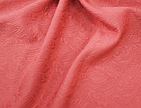 Жаккард костюмно плательный светло красного цвета c цветочным рисунком BX 3