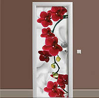 65x200 см Самоклейка дверна, декоративні наклейки на двері, самоклейна плівка водостійка, декор-наклейки Орхідея