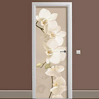 65х200 см Пленка на двери, наклейки на дверь в ванную, наклейки на мебель двери, самоклейка для двери Орхидея