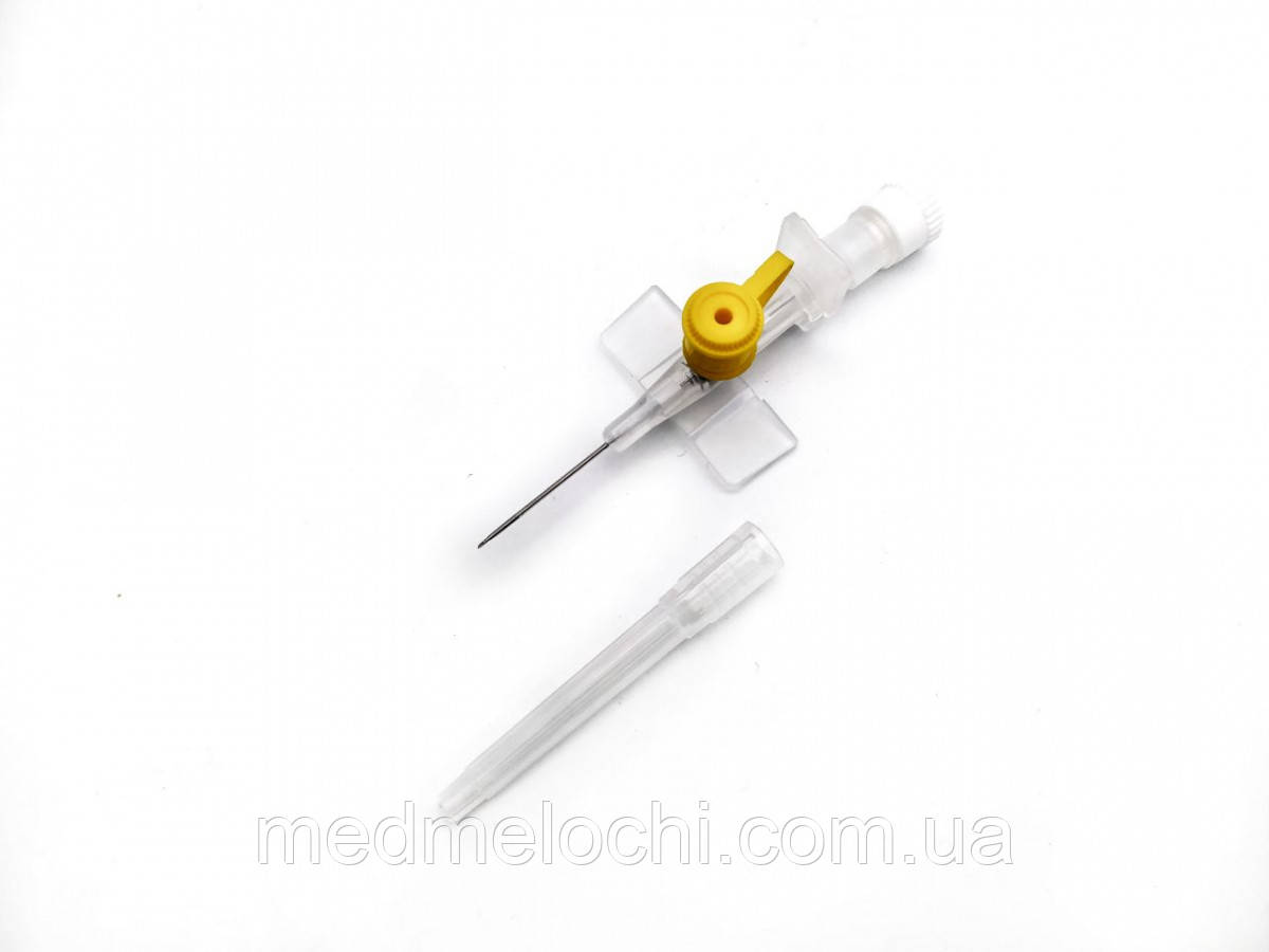 Катетер внутрішньовенний G24 з ін'єкційним портом Волес, жовтий