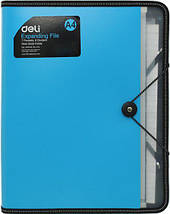 Папка-портфель Deli 38965W микс А4, 7 отделений, блокнот, на резинке, фото 2