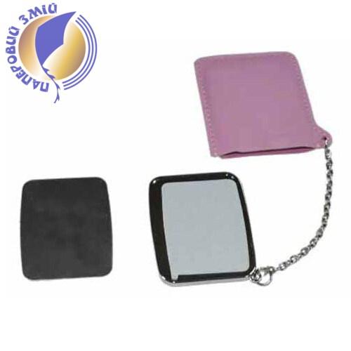 Прямокутне дзеркальце в рожевому чохлі, фото 1