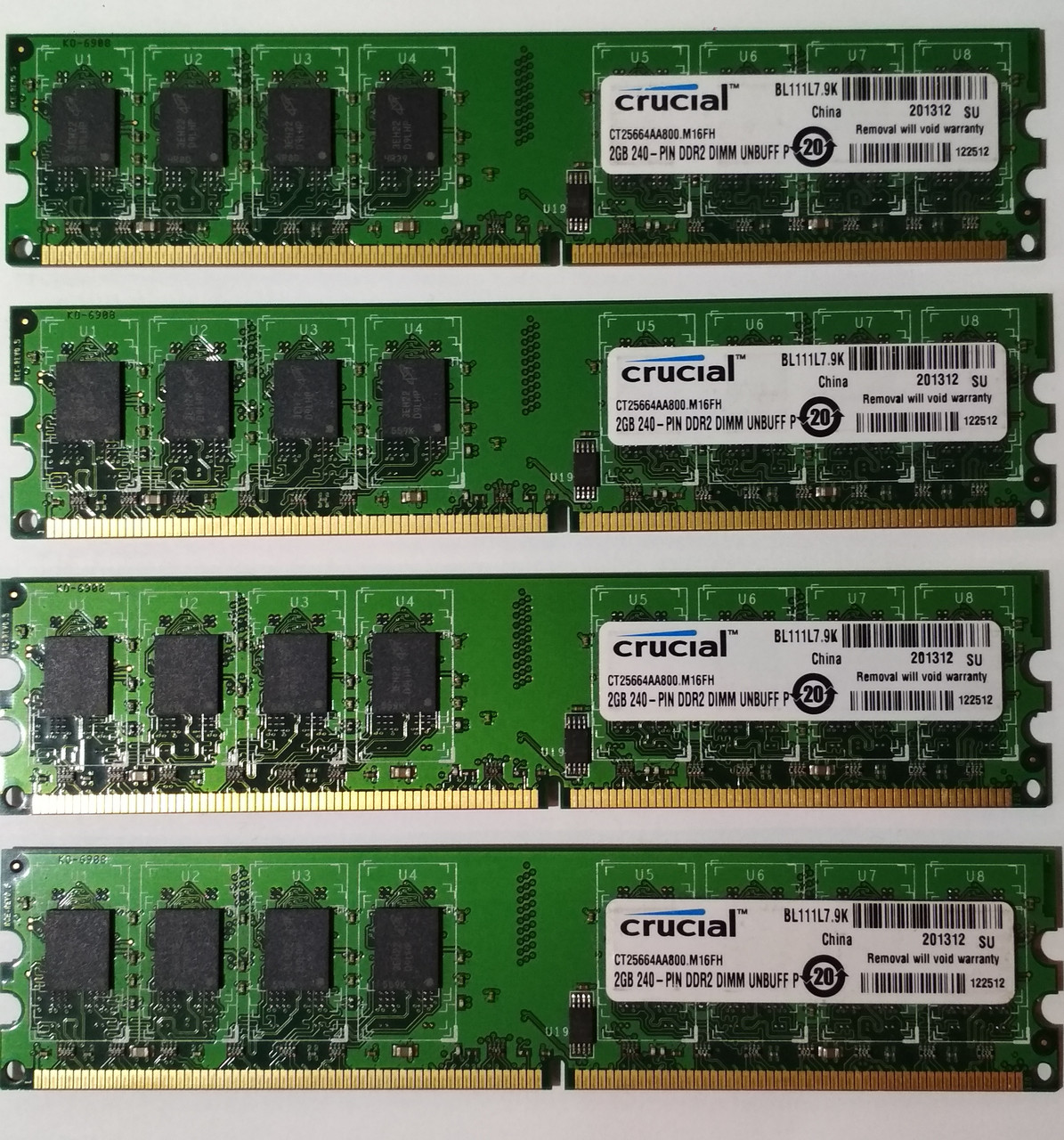 8GB 4x2GB DDR2 800MHz PC2 6400U Crucial 2Rx8 RAM Оперативна пам'ять