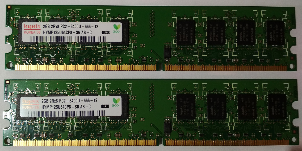 Комплект на 4 GB (2x2GB) DDR2 RAM PC2 6400U 800 Hynix (Intel/AMD) Оперативна пам'ять, фото 1
