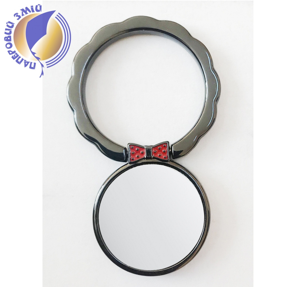 Кільце тримач самоклеюче для телефону у формі хвилястого кола з метеликом, чорне, фото 1