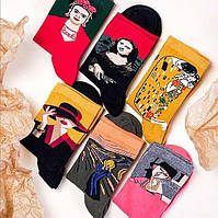 Женские носки с картинами художников Крик (серый)
