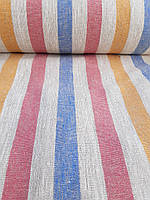 Льняная плотная ткань с разноцветными полосками (шир. 50 см)