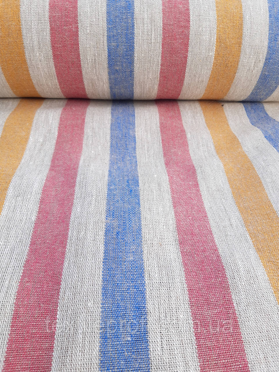 Льняная плотная ткань с разноцветными полосками (шир. 50 см) - фото 1 - id-p1160903264