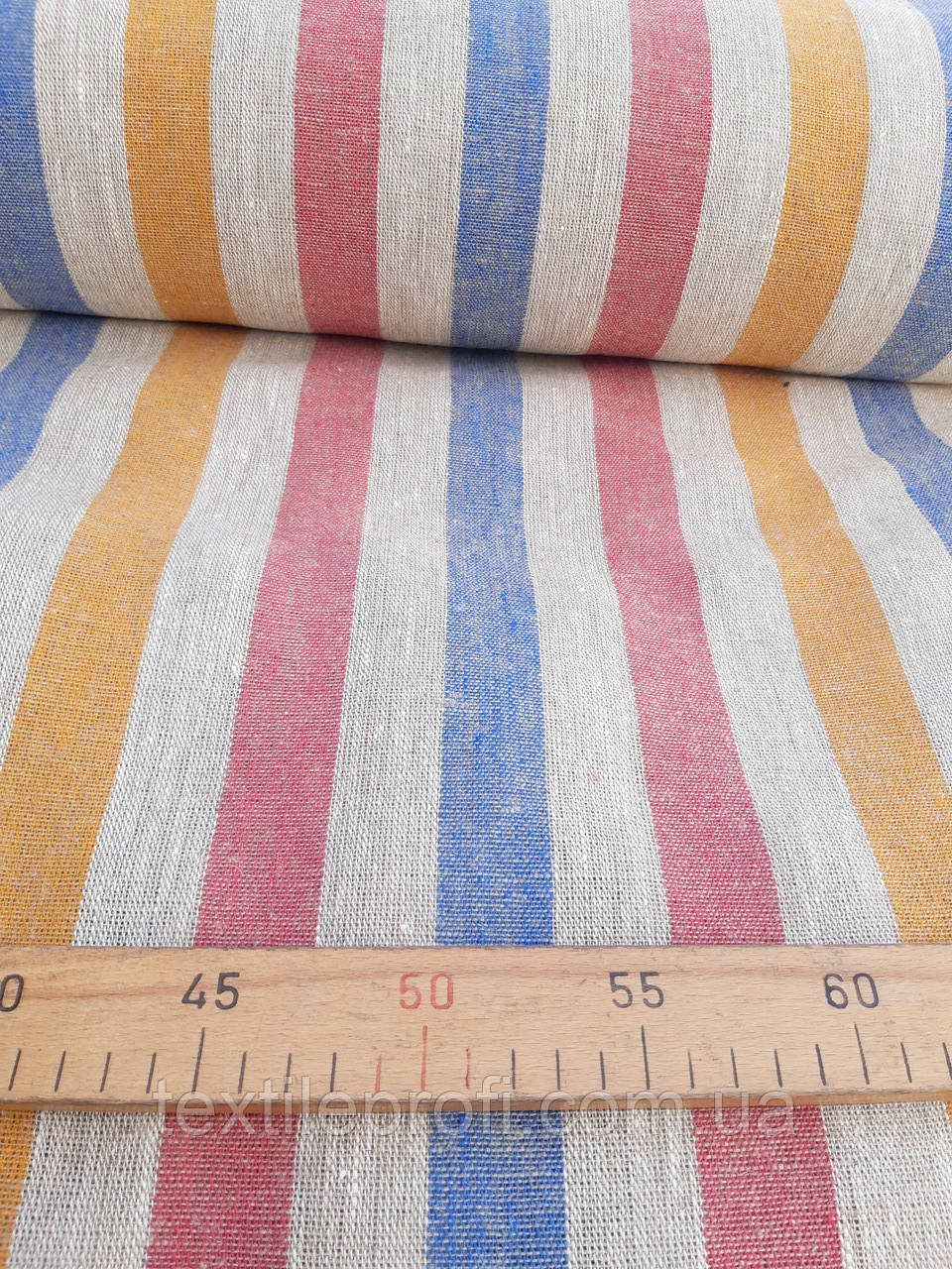 Льняная плотная ткань с разноцветными полосками (шир. 50 см) - фото 2 - id-p1160903264