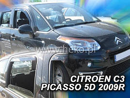 Дефлектори вікон (вітровики) Citroen C3 Picasso 2009-2013 4D 4шт (Heko)