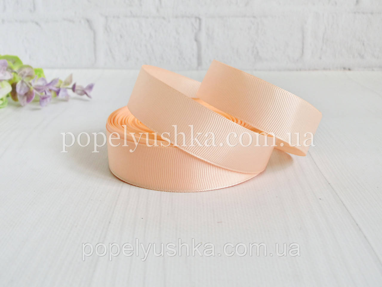 Репсова Стрічка 2,5 см персикова, фото 1