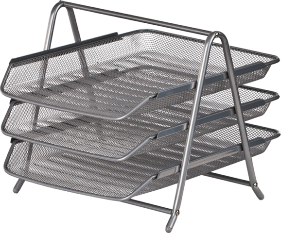 Лоток для паперів 3 в 1, 350x295x270 мм, BUROMAX, BM.6252-24 (сріблястий)