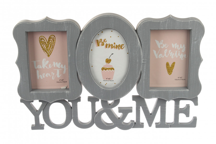 Фоторамка - колаж "Ти і я", сіра, Рамка для фотографий "You & Me", фото 1