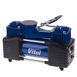 Компресор автомобільний "ViTOL" 90л 2 циліндра клеми/з дефлятором авто насос