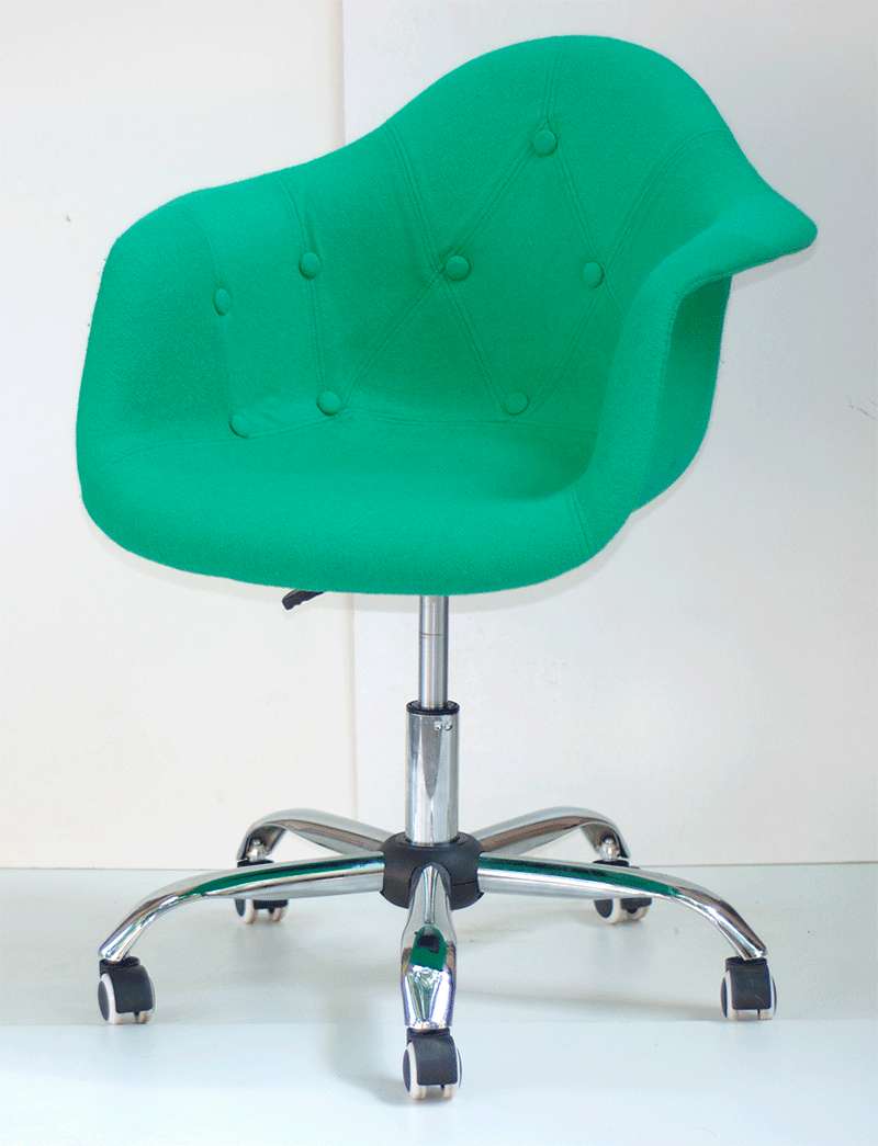 Крісло Leon Soft Office зелене W-17 шерсть, дизайн Eames Plastic Armchair PACC Office Chair, фото 1