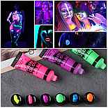 Неонова флуоресцентна УФ-фарба для тіла 6 кольорів, фото 3