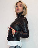 Женская кожаная куртка " косуха" черная Maddox. Турция, фото 4