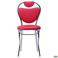 Обеденный стул AMF Соул хром-металлические ножки сидение-кожзам красного цвета