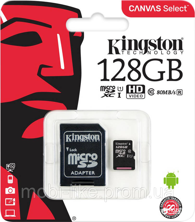 Micro SD 128Gb [Kingston] Canvas Select  80Mb/s