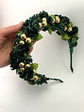 Віночок на голову з зеленими квітами, фото 4