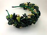 Віночок на голову з зеленими квітами, фото 2