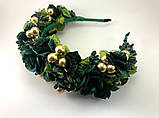 Віночок на голову з зеленими квітами, фото 3