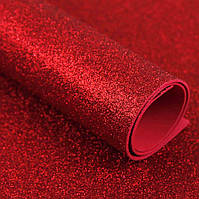 Фоамиран с глиттером, 20х30 см, красный