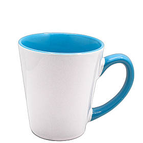 Чашка для сублімації кольорова всередині та ручка Latte 350 мл (блакитний)