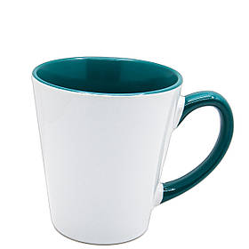 Чашка для сублімації кольорова всередині та ручка Latte 350 мл (зелений)