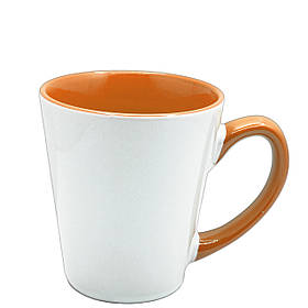 Чашка для сублімації кольорова всередині та ручка Latte 350 мл (жовтогарячий)