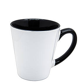 Чашка для сублімації кольорова всередині та ручка Latte 350 мл (чорний)