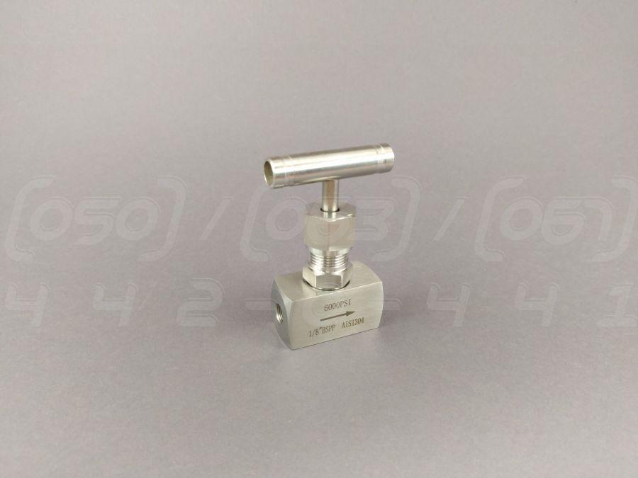 Вентиль голчастий нержавіючий Ру400 Ду6 (1/8"), циліндрична різьба BSPP