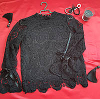 Кружевная черная женская блуза