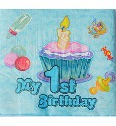 Серветки святкові "1 рік хлопчик", 15 шт., розмір - 33х33 см, Україна